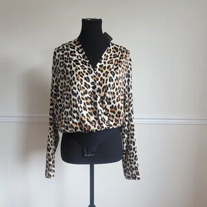 Zara Leopard Print Bodysuit, Size L, New w/Tags